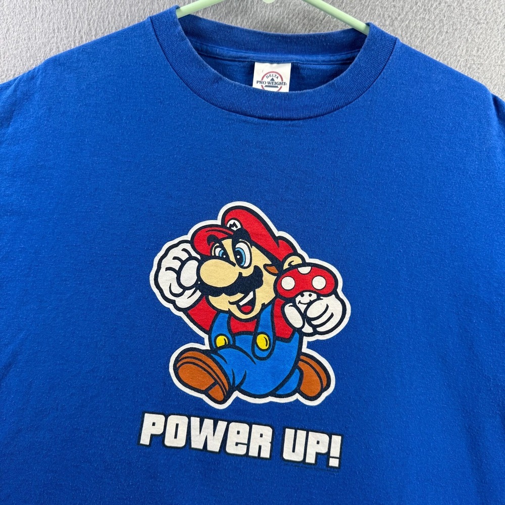 Mario Shirt Mens Large Blue Video Games Nintendo 90s Y2K Knit in USA